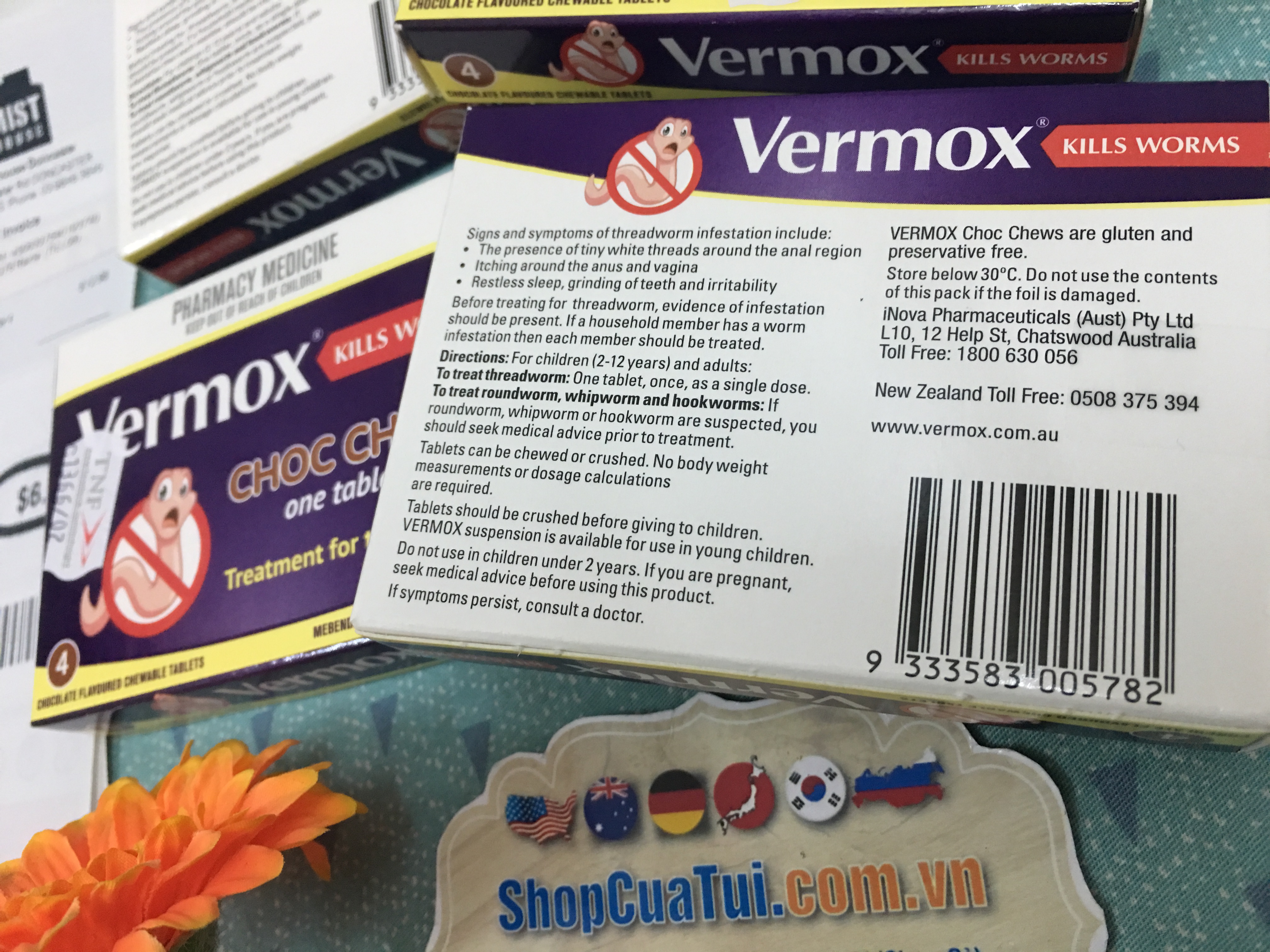 Thuốc tẩy giun sán Vermox vỉ 4 viên