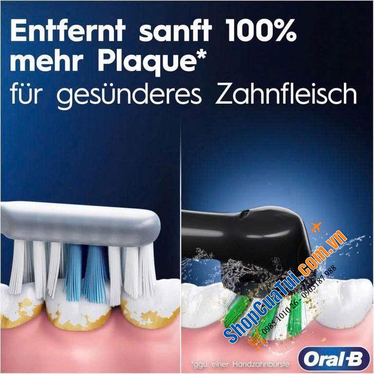 Set 2 bàn chải đánh răng Oral B Pro Series 3 Màu Đen Hồng - Made in Germany.