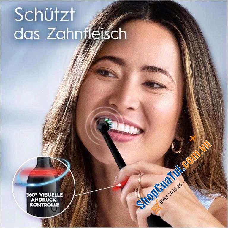 Set 2 bàn chải đánh răng Oral B Pro Series 3 Màu Đen Hồng - Made in Germany.