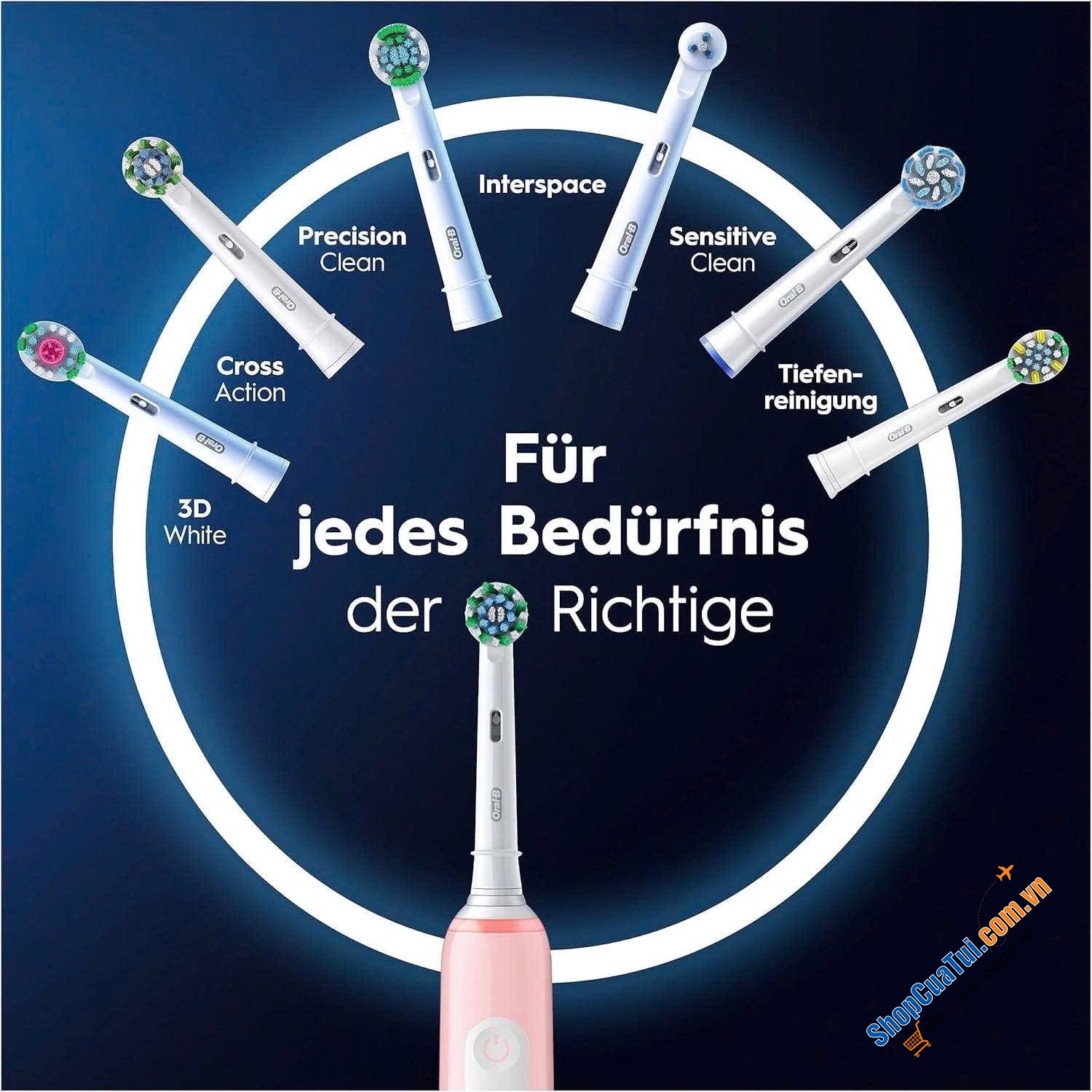 Set 2 bàn chải đánh răng Oral B Pro Series 3 Màu Đen Hồng - Made in Germany.