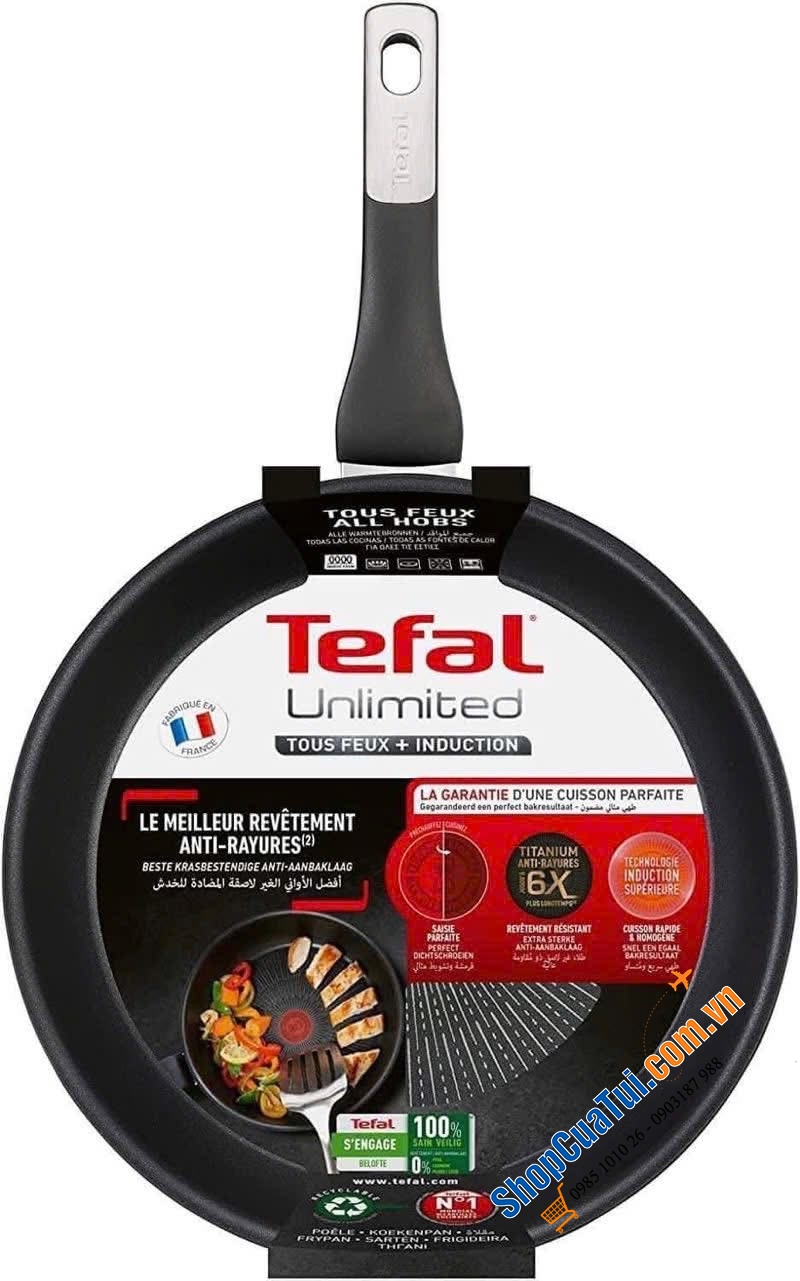Chảo Tefal UNLIMITED - MADE IN FRANCE - dòng chảo thân nhôm cao cấp nhất.