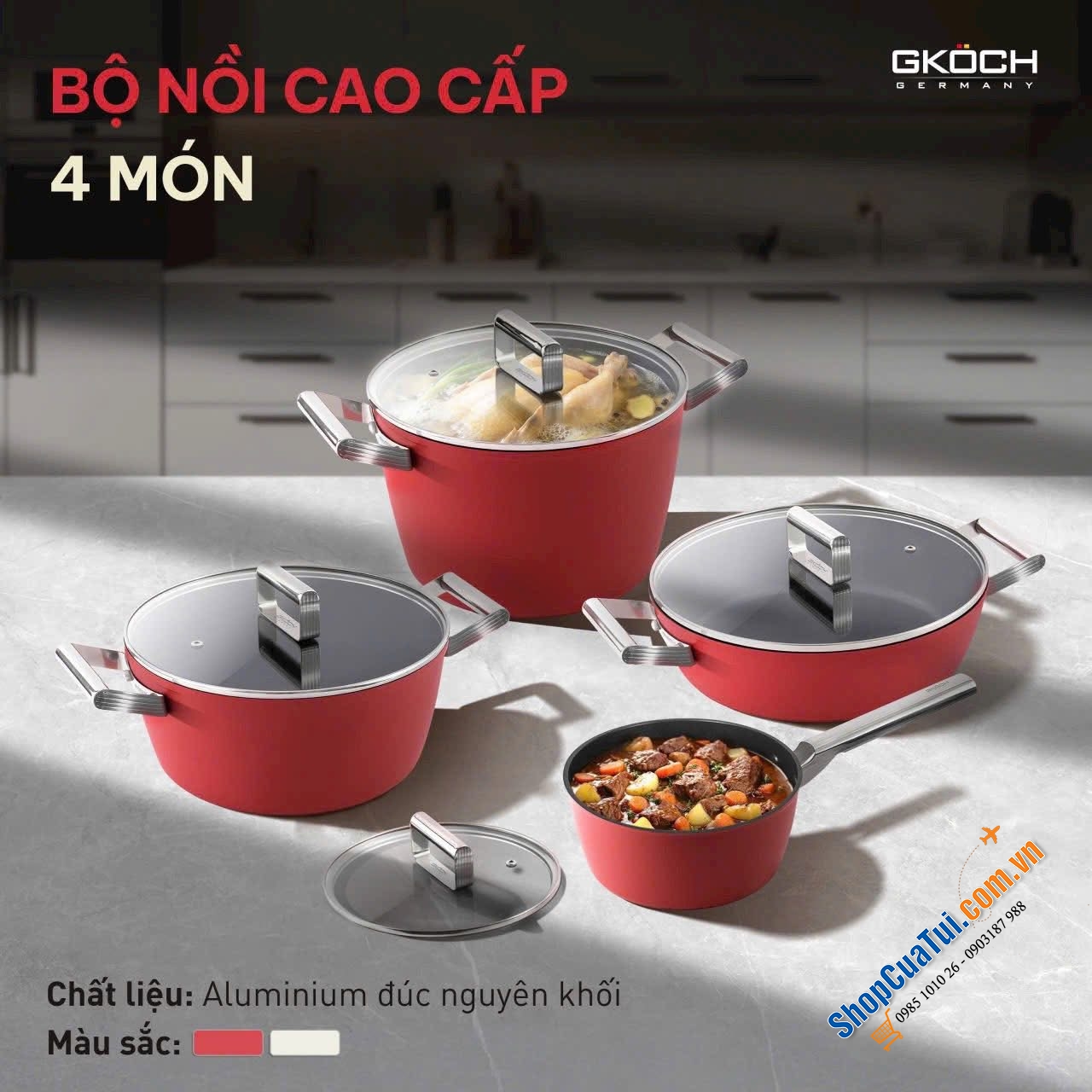 NÂNG TẦM GIAN BẾP VỚI BỘ NỒI 4 món cao cấp GKÖCH.