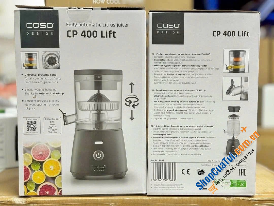 MÁY VẮT CAM TỰ ĐỘNG CASO CP 400 LIFT.