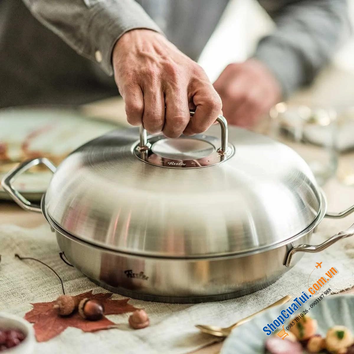 SIÊU PHẨM CHẢO FISSLER PROFI 2 QUAI KÈM VUNG INOX size 24 và 28cm - MADE IN GERMANY.