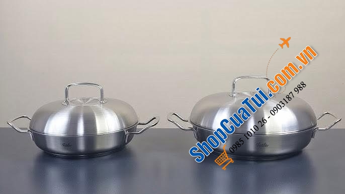 SIÊU PHẨM CHẢO FISSLER PROFI 2 QUAI KÈM VUNG INOX size 24 và 28cm - MADE IN GERMANY.
