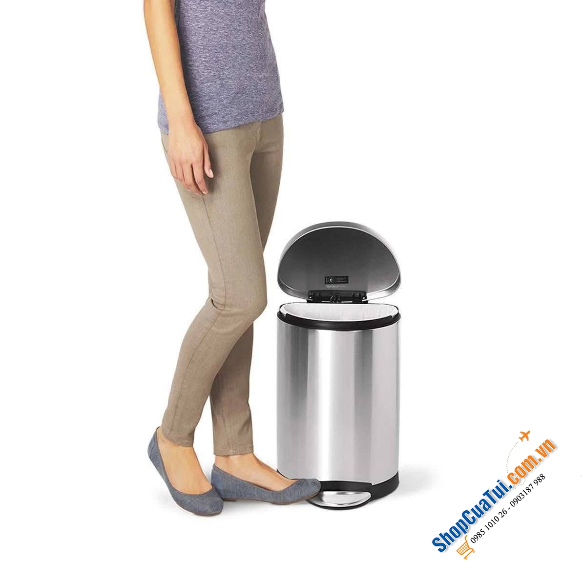 Thùng rác bán nguyệt Simplehuman 6l.