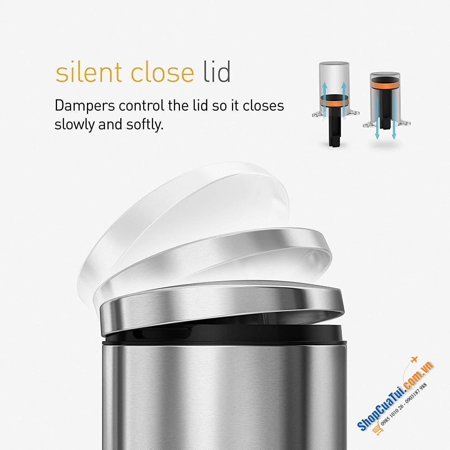Thùng rác bán nguyệt Simplehuman 6l.