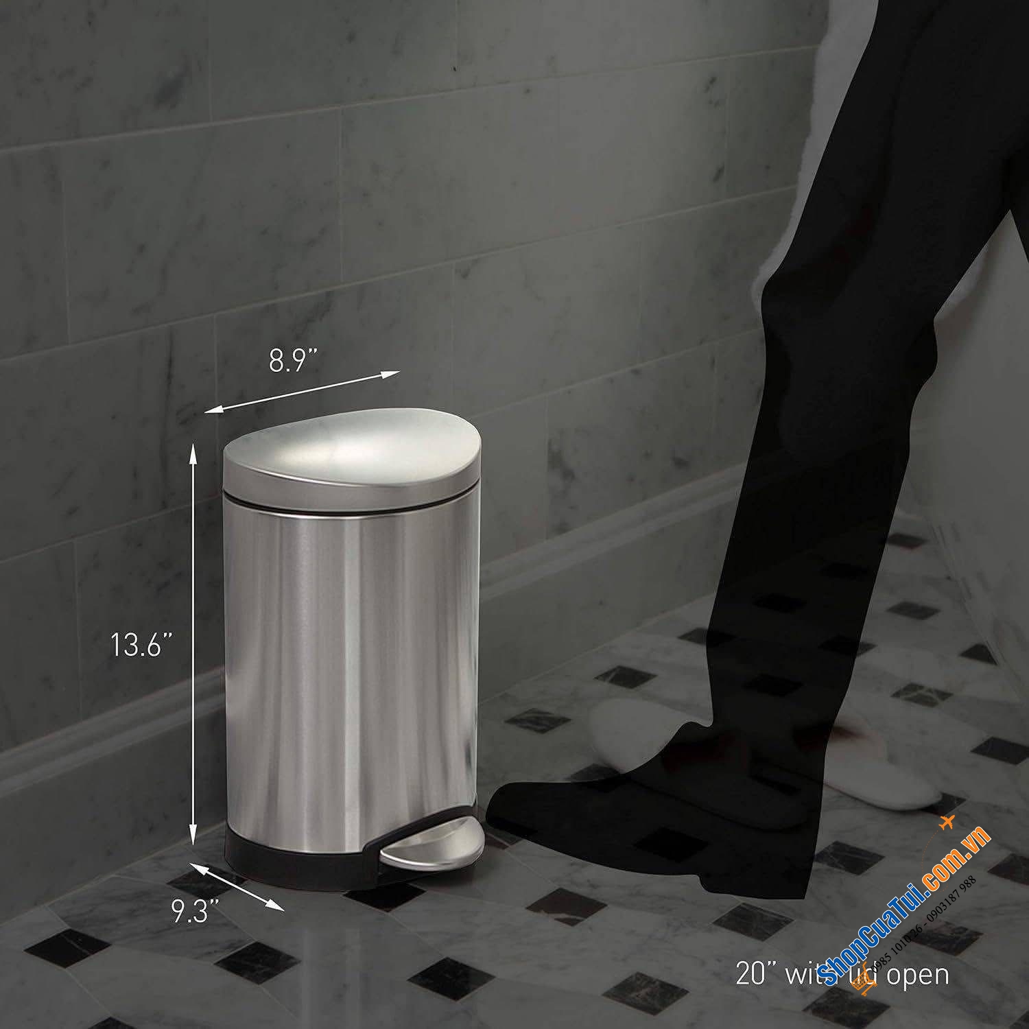 Thùng rác bán nguyệt Simplehuman 6l.