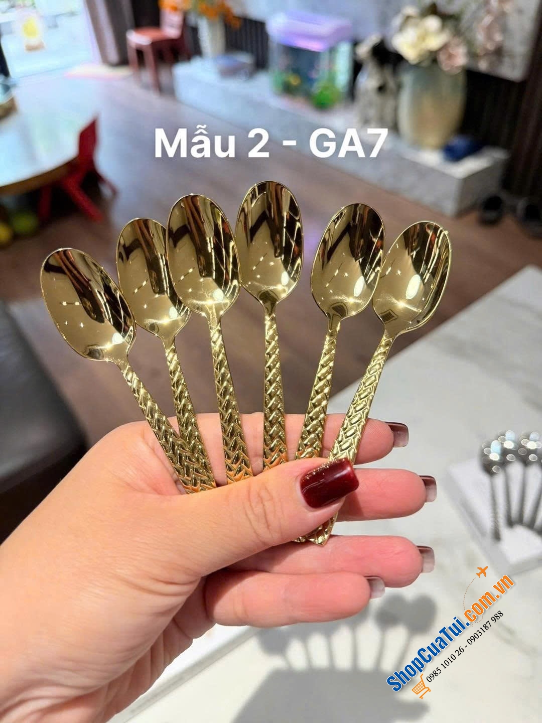 Set 6 thìa Moka Sambonet về 2 màu Vàng, Bạc.