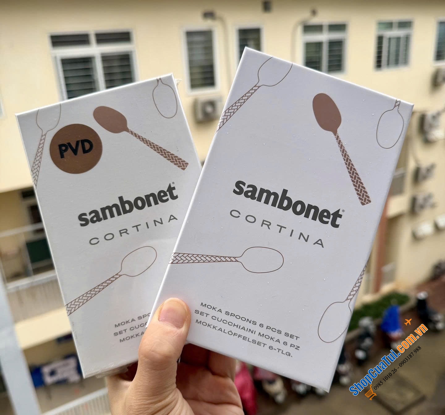 Set 6 thìa Moka Sambonet về 2 màu Vàng, Bạc.