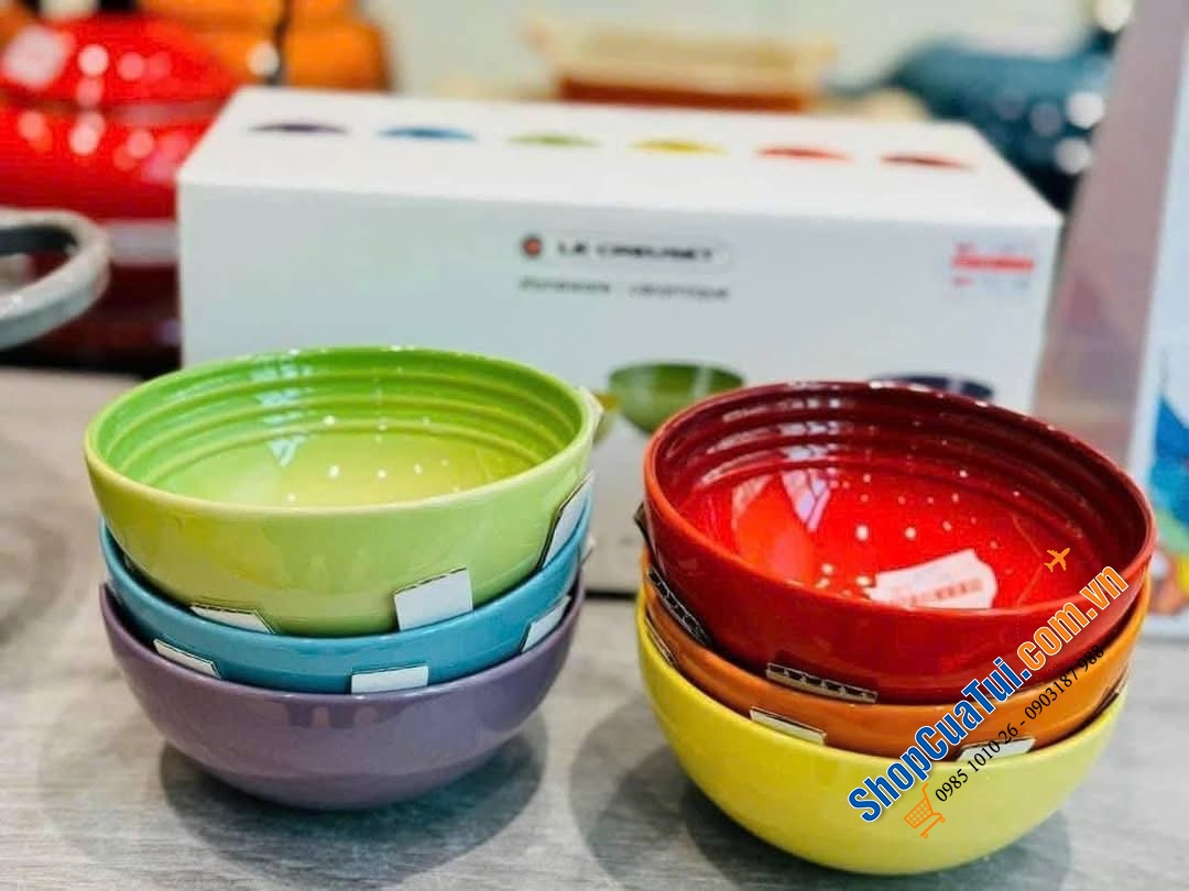Sét 6 bát cơm cầu vồng Le Creuset.