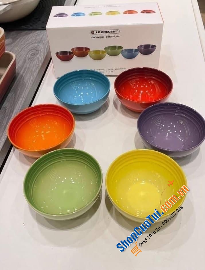 Sét 6 bát cơm cầu vồng Le Creuset.