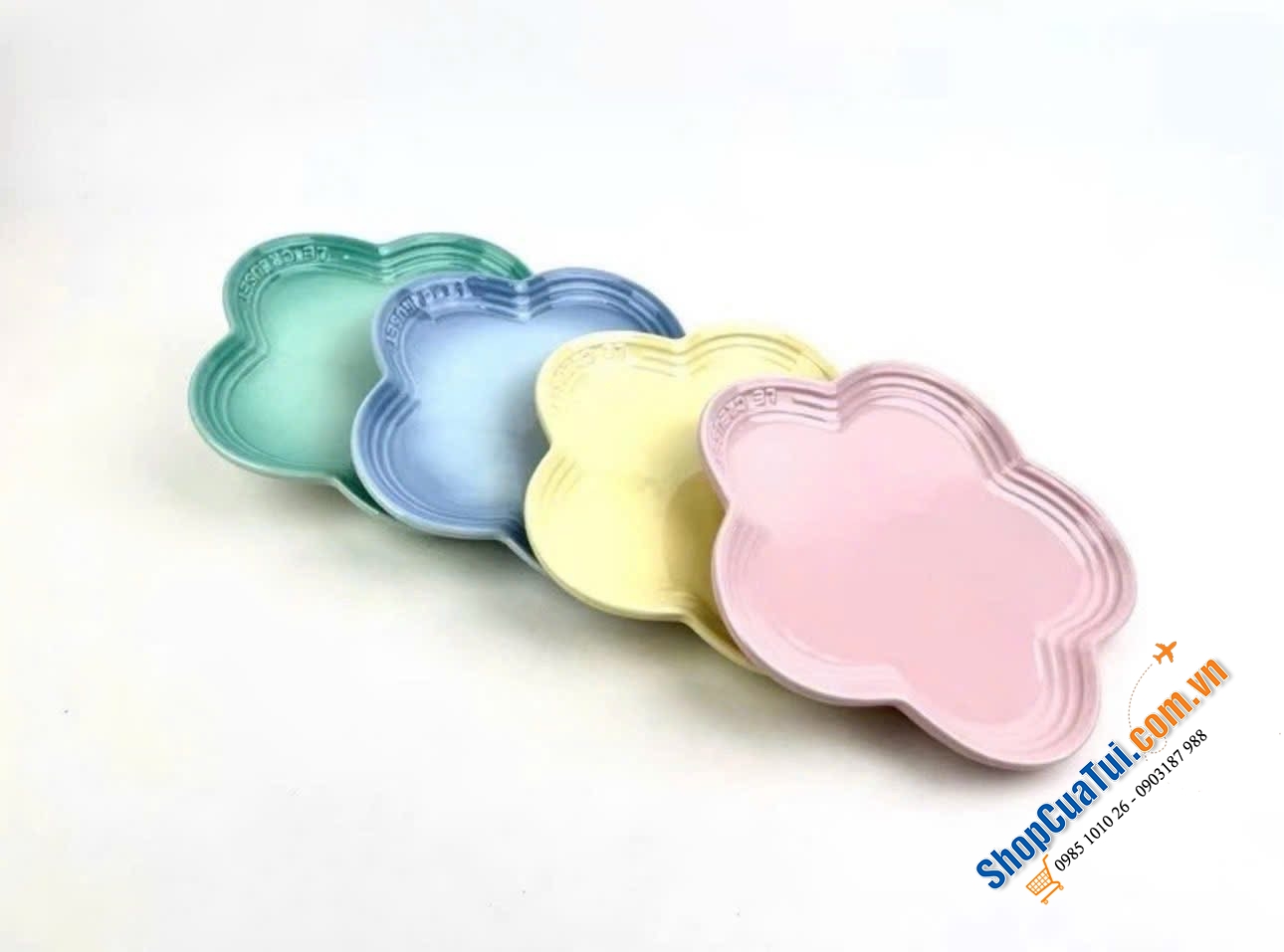 SET 4 ĐĨA HOA LE CREUSET MÀU PASTEL SIZE 14CM.