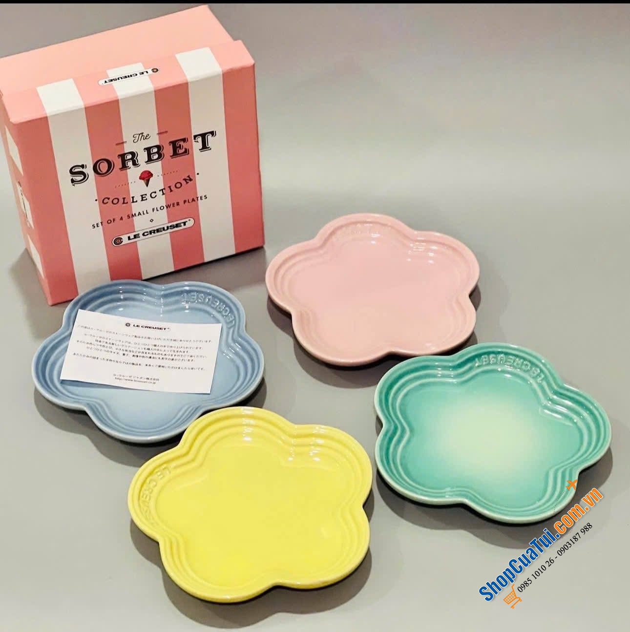 SET 4 ĐĨA HOA LE CREUSET MÀU PASTEL SIZE 14CM.