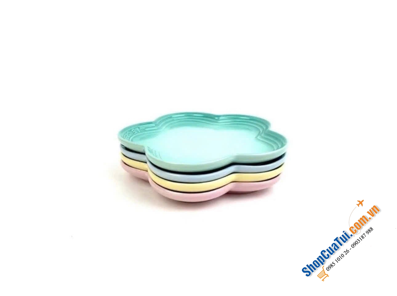 SET 4 ĐĨA HOA LE CREUSET MÀU PASTEL SIZE 14CM.