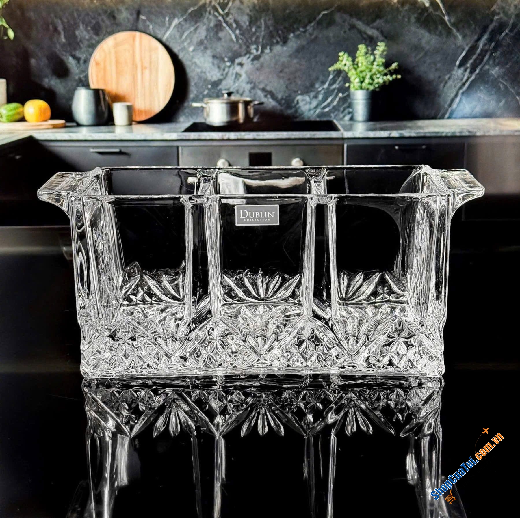 Caddy đựng dao dĩa pha lê 3 ngăn Dublin - Hàng chính hãng from USA.