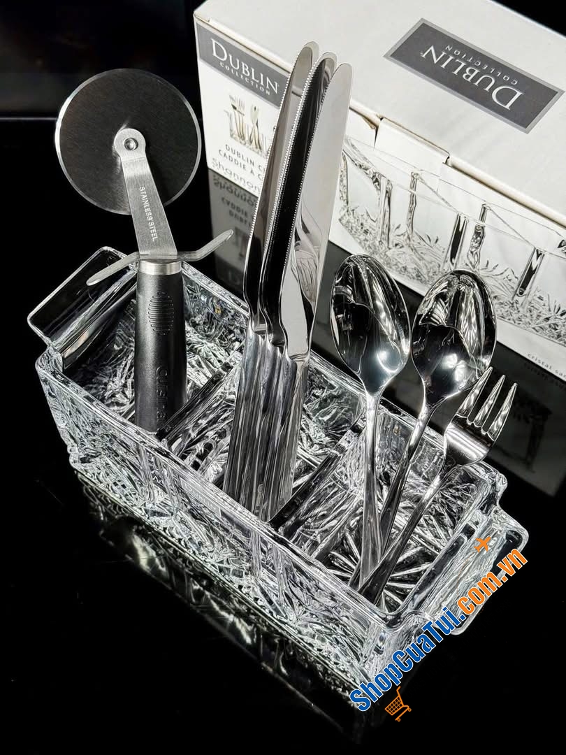 Caddy đựng dao dĩa pha lê 3 ngăn Dublin - Hàng chính hãng from USA.