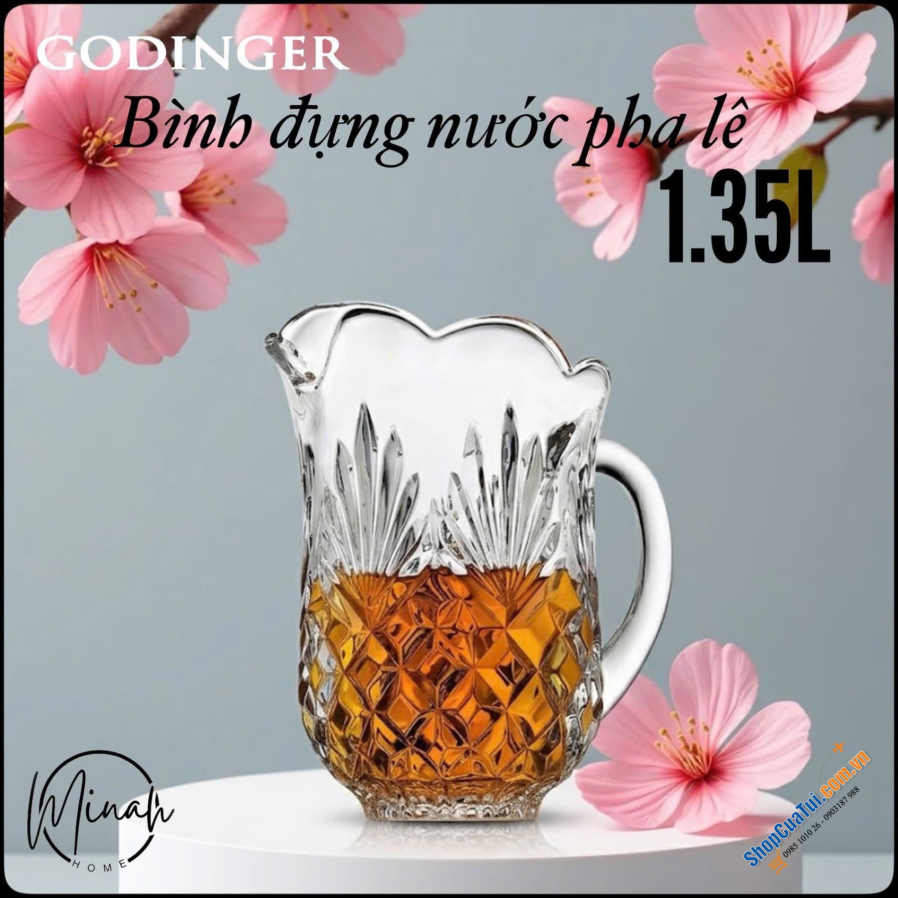 Bình nước pha lê Godinger Dublin Shannon Water Pitcher.