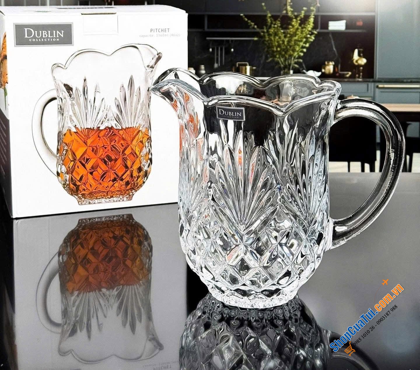 Bình nước pha lê Godinger Dublin Shannon Water Pitcher.