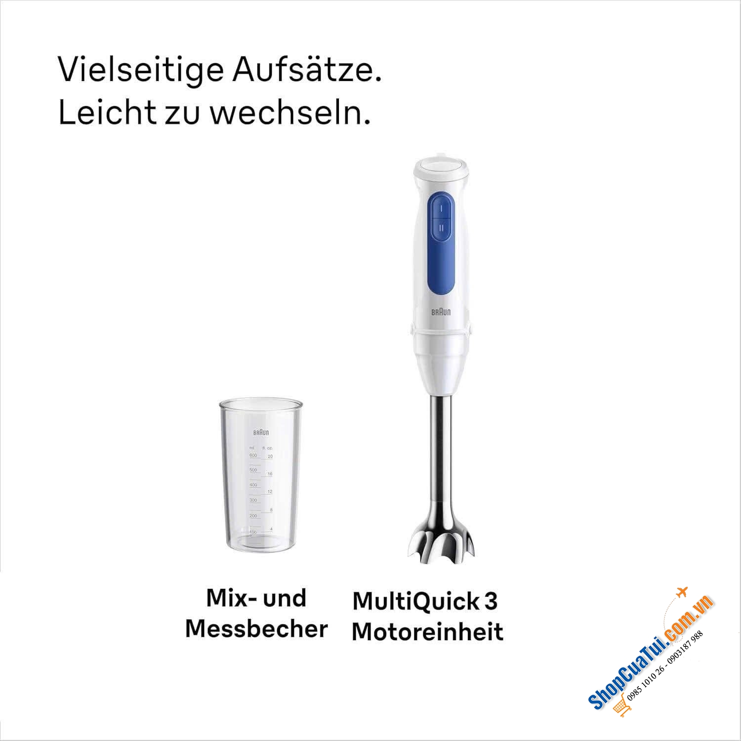 Máy xay cầm tay Braun MultiQuick 3 MQ30001M - Made in Romania.