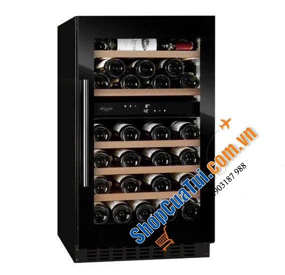 Tủ rượu vang mQuvée WineCave 800 50D Fullglass Black 46 chai âm tường.