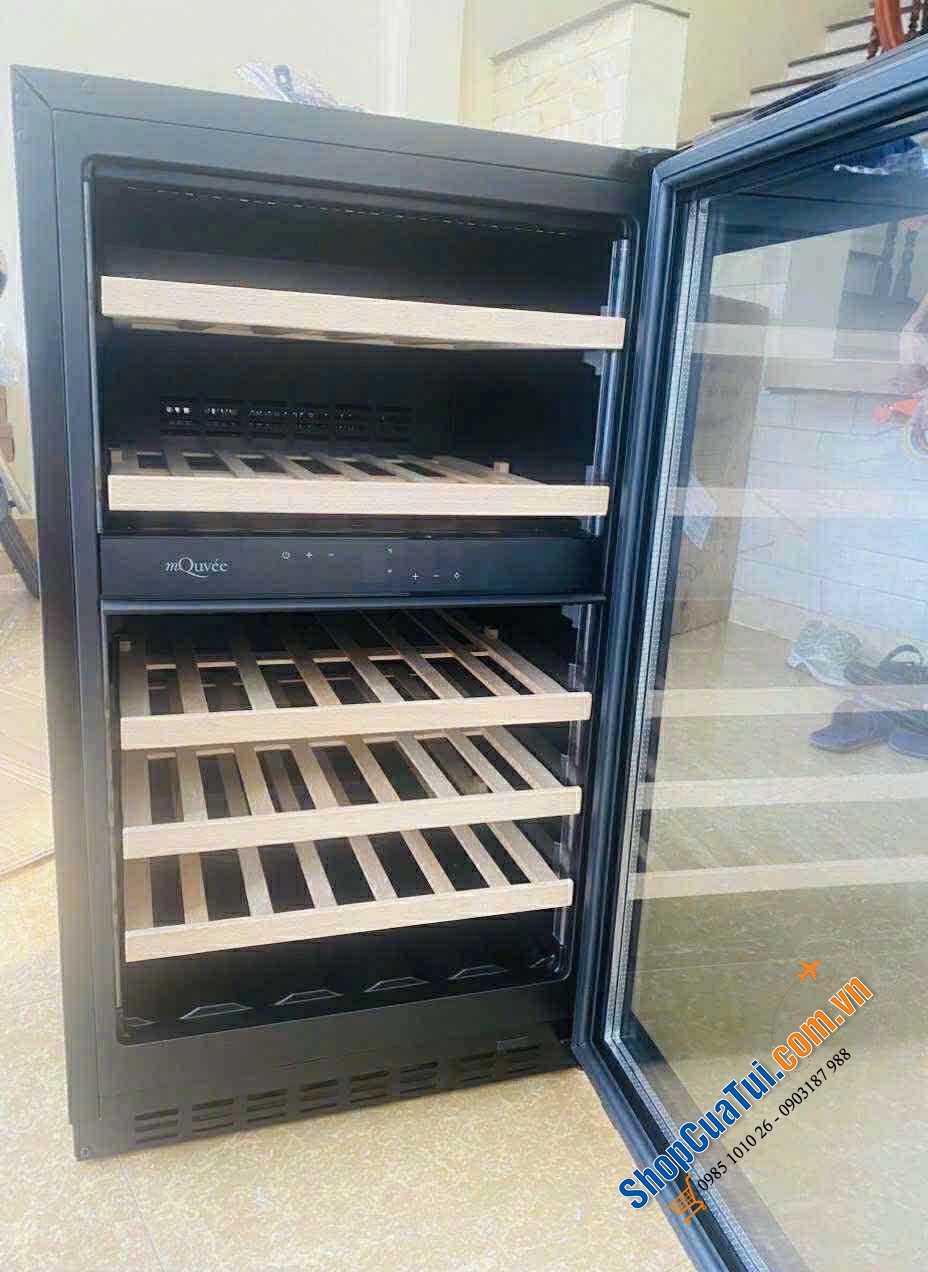 Tủ rượu vang mQuvée WineCave 800 50D Fullglass Black 46 chai âm tường.