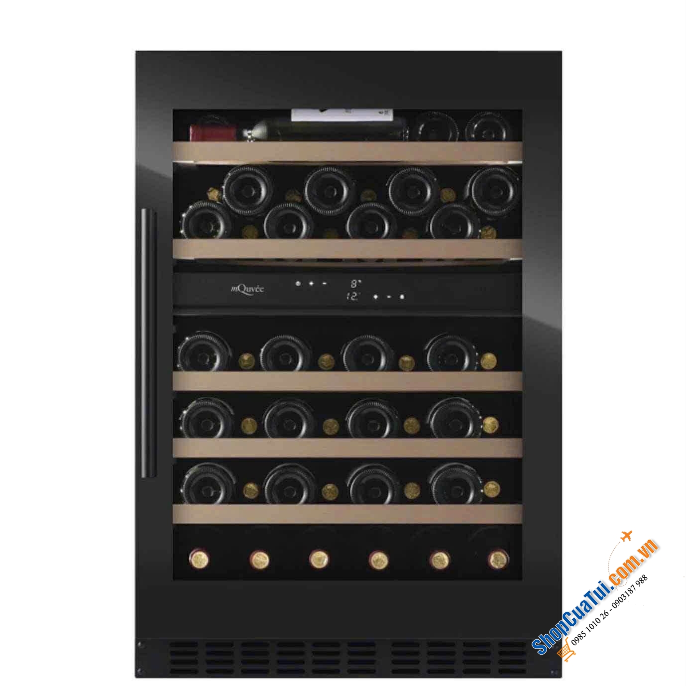 Tủ rượu vang mQuvée WineCave 800 50D Fullglass Black 46 chai âm tường.