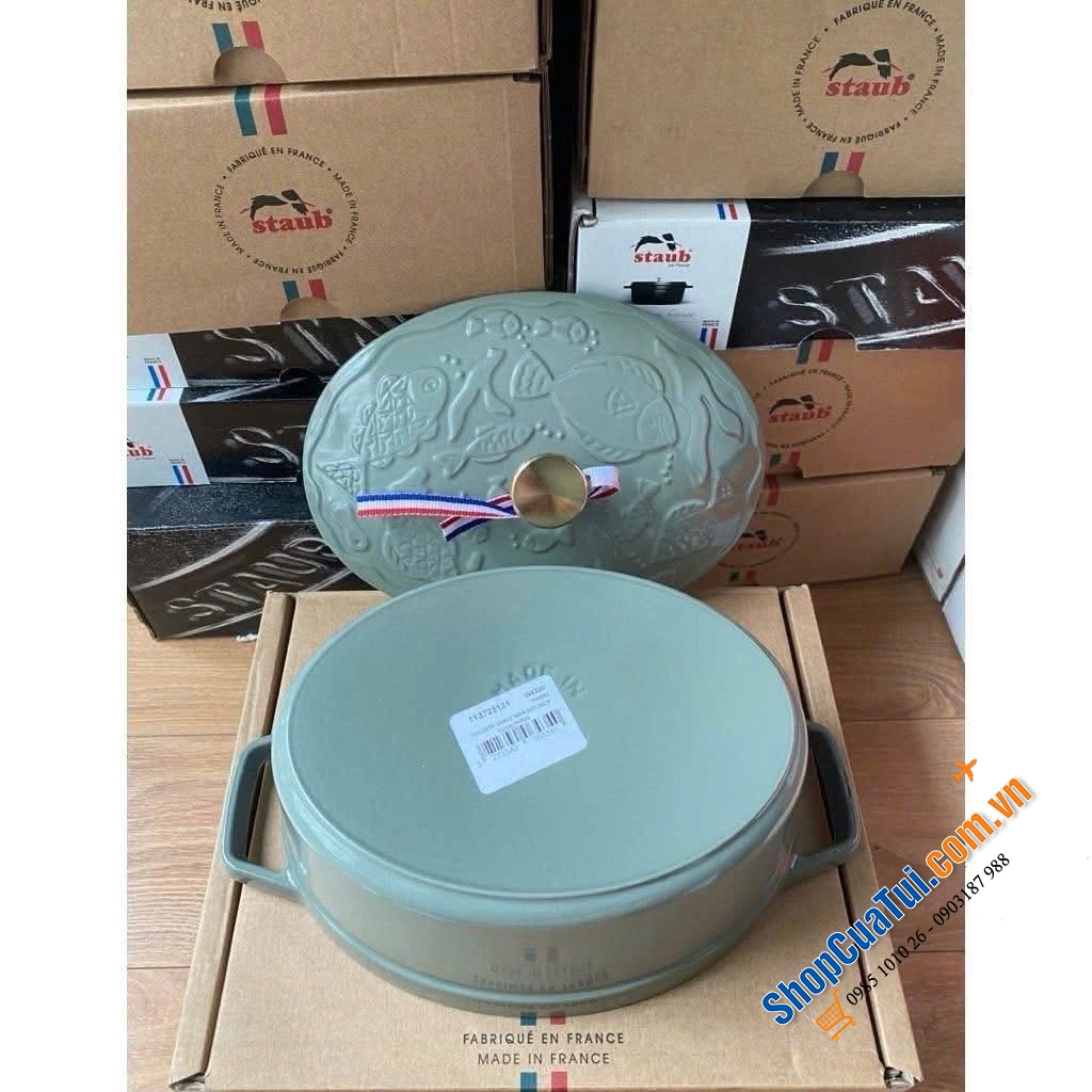 Chảo tròn 20cm và nồi oval 23cm xanh bạch đàn.