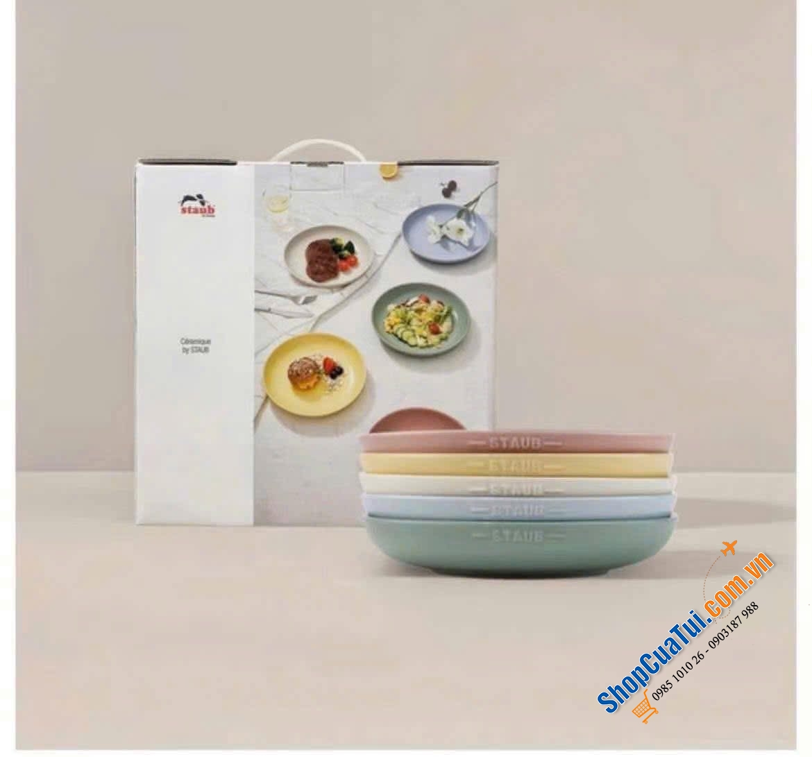 Set 5 đĩa Staub sâu lòng 22cm Màu pastel cực xinh.