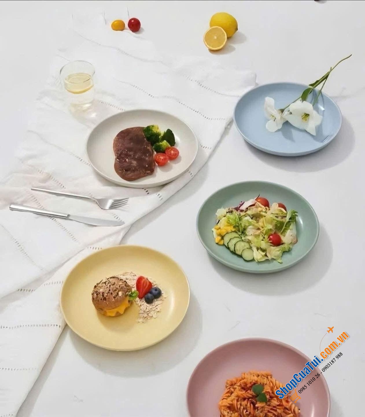 Set 5 đĩa Staub sâu lòng 22cm Màu pastel cực xinh.