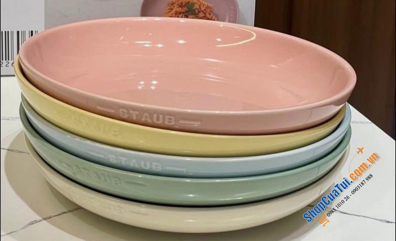 Set 5 đĩa Staub sâu lòng 22cm Màu pastel cực xinh.