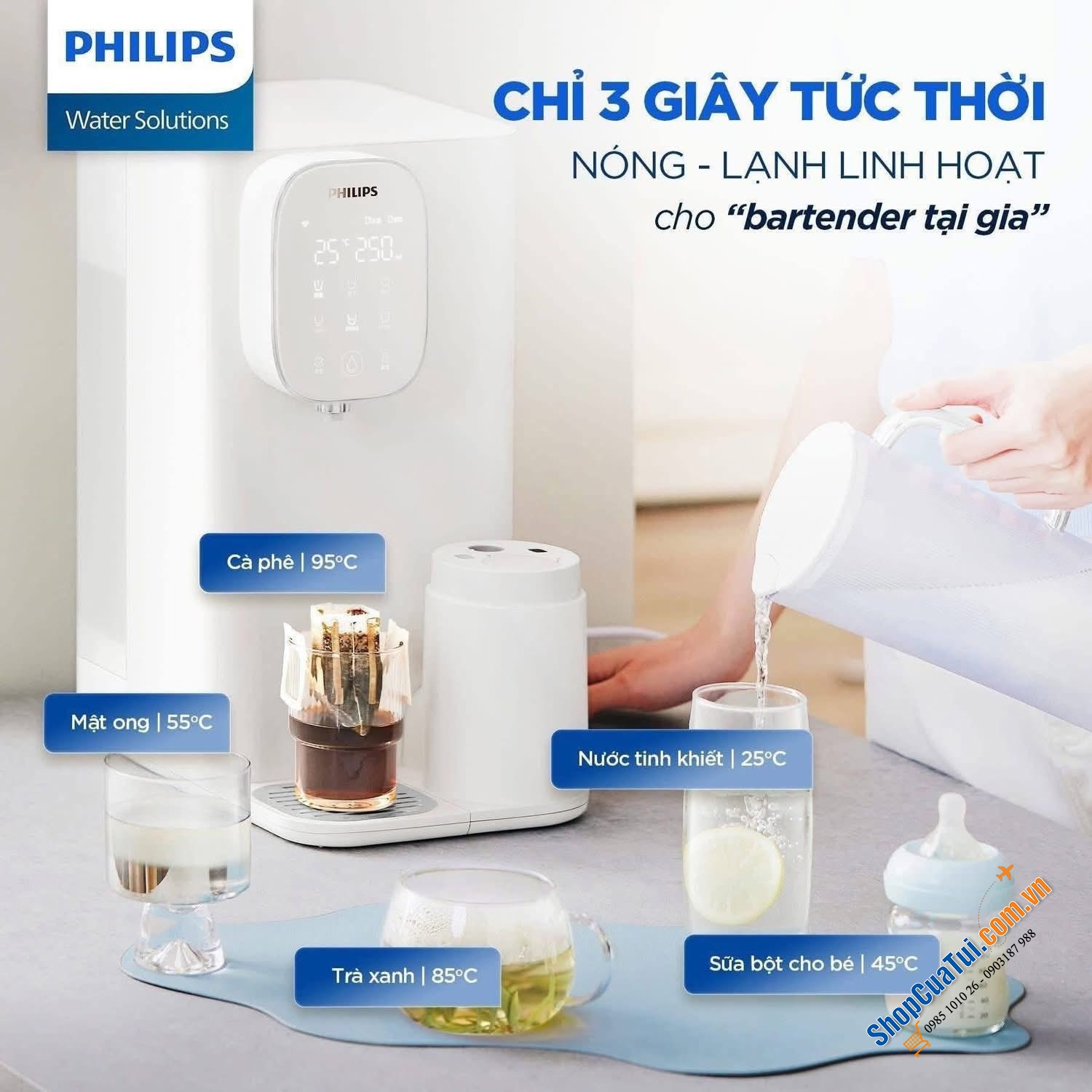 Máy lọc nước RO Philips ADD6912BL/90 màu xanh & Máy lọc nước RO Philips ADD6912WH/74 màu trắng.
