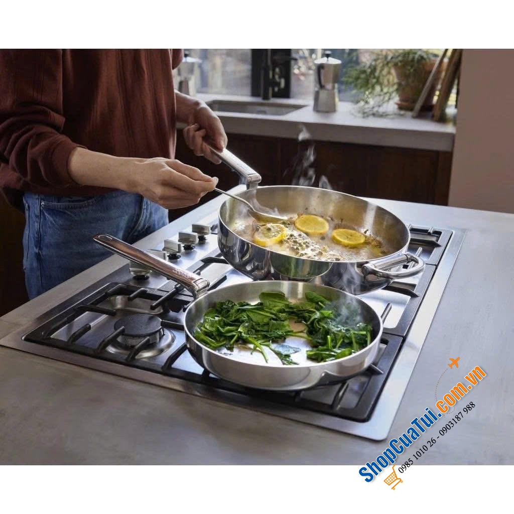 Chảo Inox Joseph Joseph Space Steel 20cm – Tay Cầm Gập.