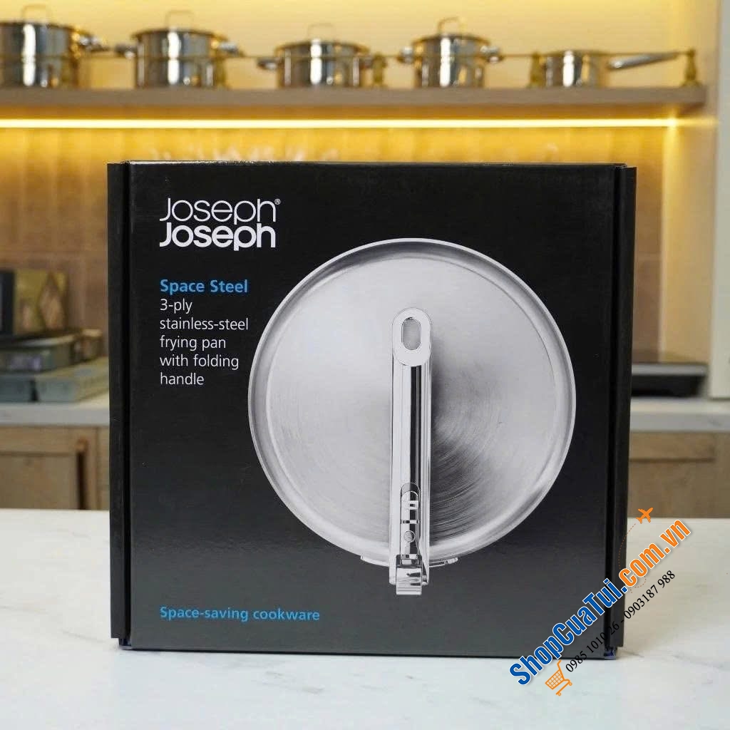 Chảo Inox Joseph Joseph Space Steel 20cm – Tay Cầm Gập.
