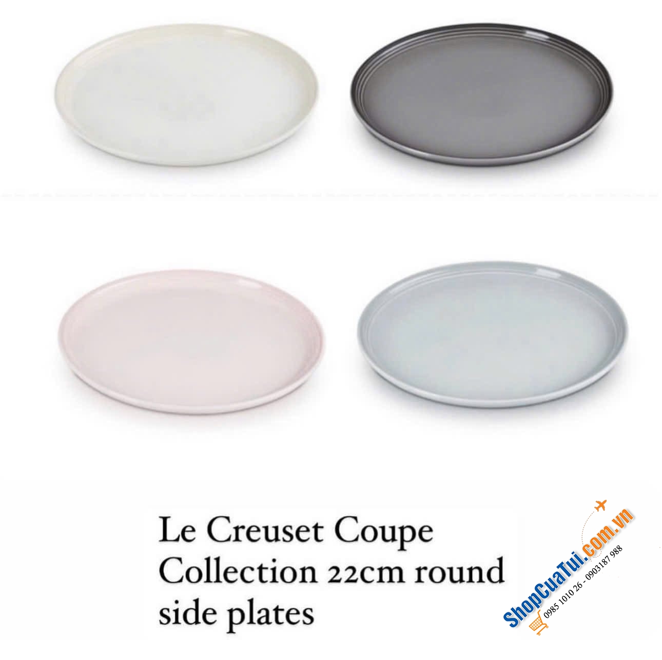 Set 4 Đĩa Le Creuset Cereal pastel 22cm & Set 4 bát Le Creuset Cereal 16cm xinh xỉu luôn.