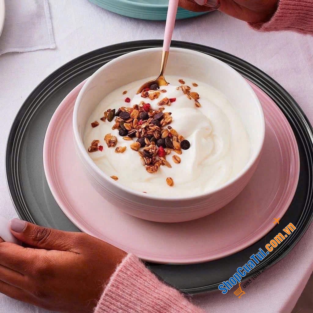 Set 4 Đĩa Le Creuset Cereal pastel 22cm & Set 4 bát Le Creuset Cereal 16cm xinh xỉu luôn.