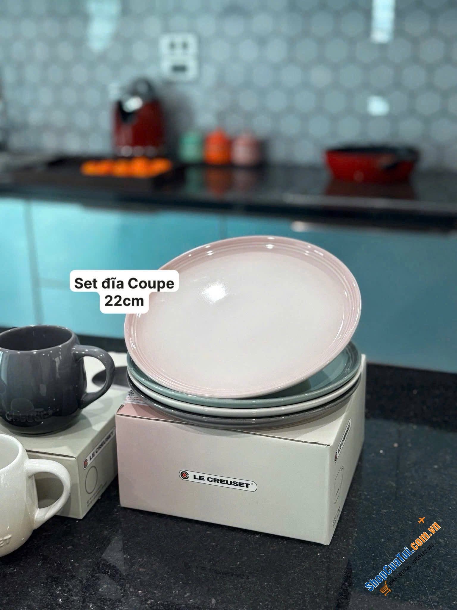 Set 4 Đĩa Le Creuset Cereal pastel 22cm & Set 4 bát Le Creuset Cereal 16cm xinh xỉu luôn.