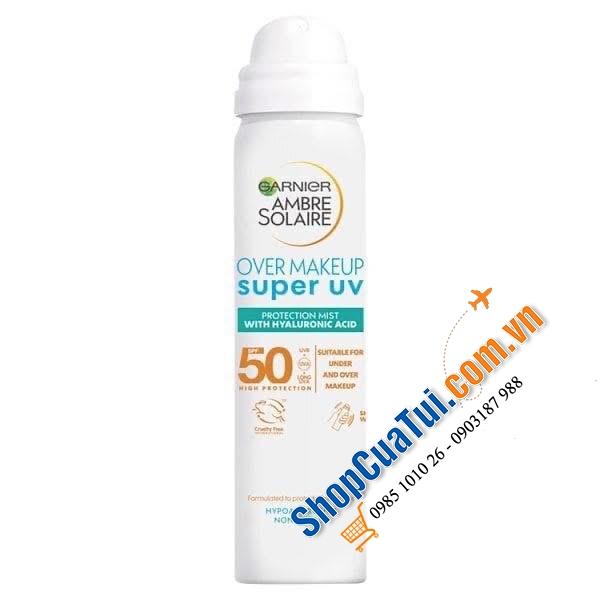 XỊT CHỐNG NẮNG Garnier Super UV Over Makeup Mist SPF50+ – TIỆN LỢI CẢ NGÀY!