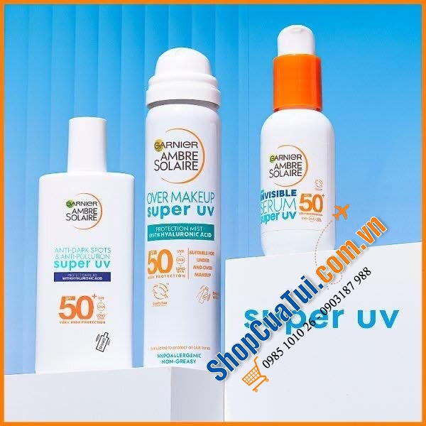 XỊT CHỐNG NẮNG Garnier Super UV Over Makeup Mist SPF50+ – TIỆN LỢI CẢ NGÀY!