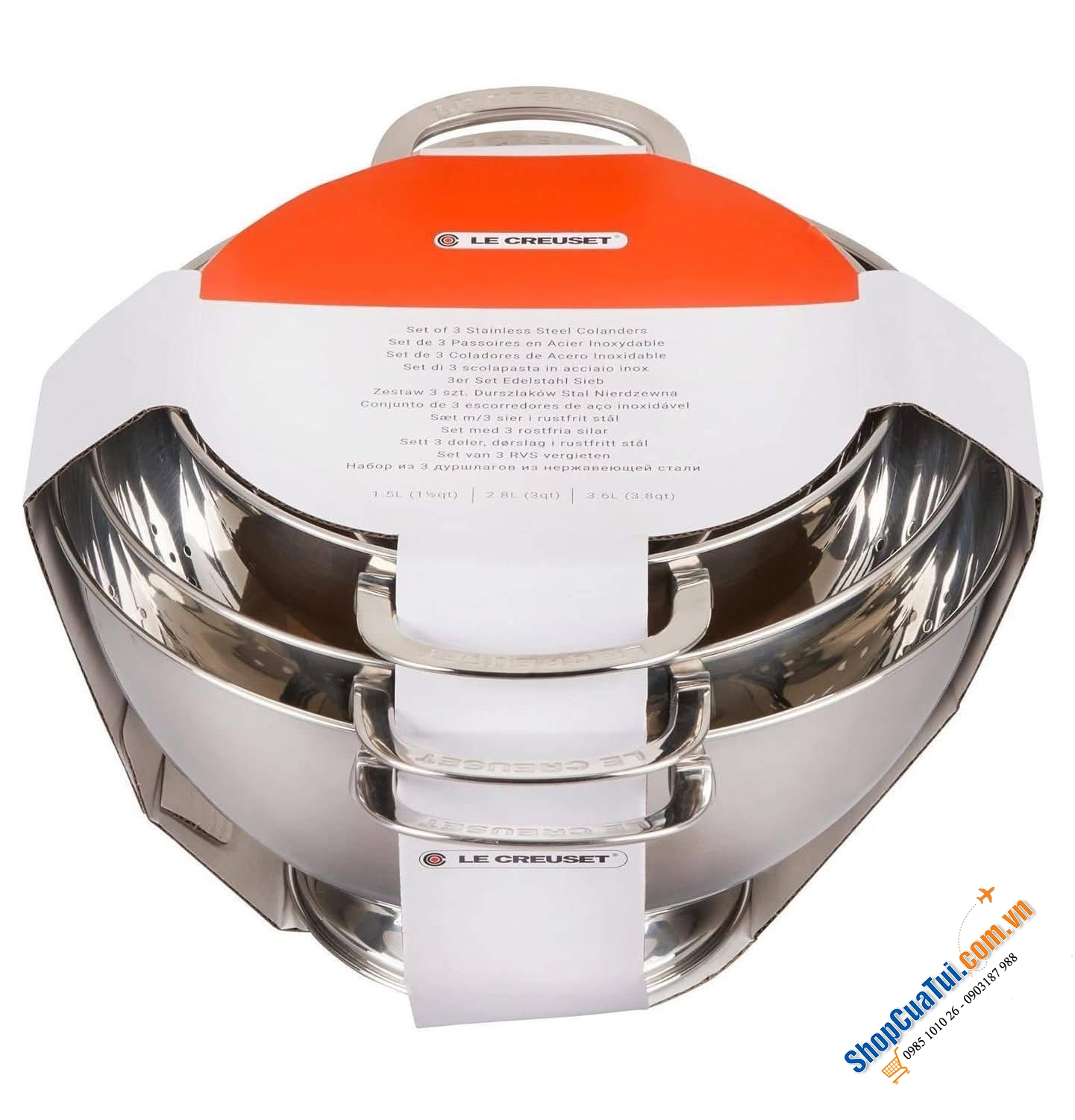 Sét rổ inox 3 món Le Creuset.