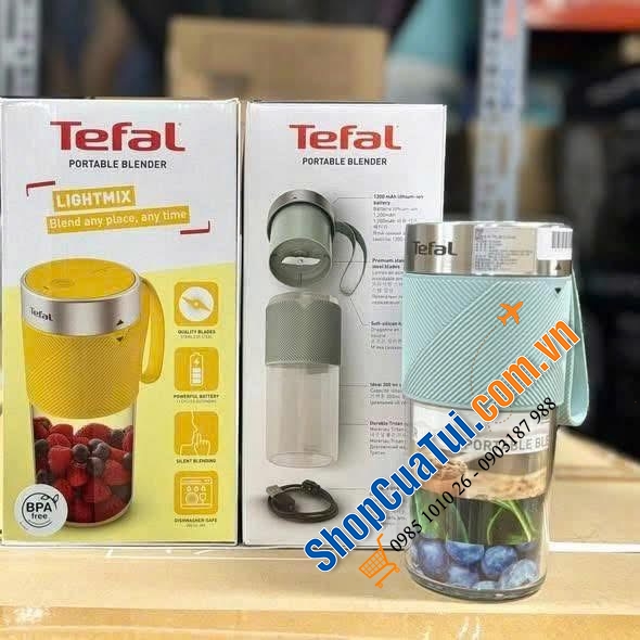 Tefal LightMix on-the-go – màu vàng và màu xanh mint pastel siêu xinh.