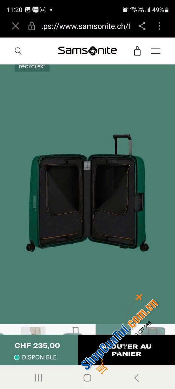 Vali SAMSONITE ESSENS SPINNER  - Khoá ngoàm - Siêu nhẹ - Made in EU xịn sò.