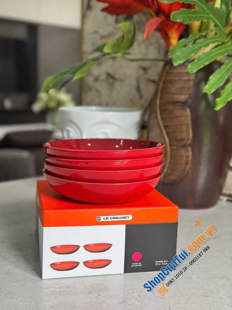 Set 4 đĩa Staub sâu lòng 22cm Màu đỏ cực xinh.