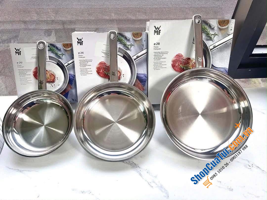 Chảo thép  inox lòng trơn WMF Profi Size 20cm - 24cm - 28cm.
