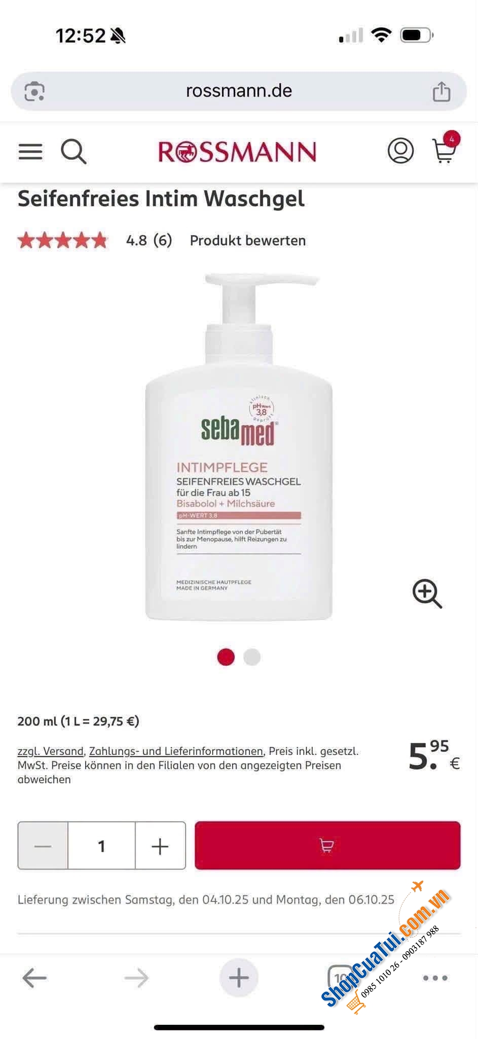 Dung dịch vệ sinh Sebamed - Đức.