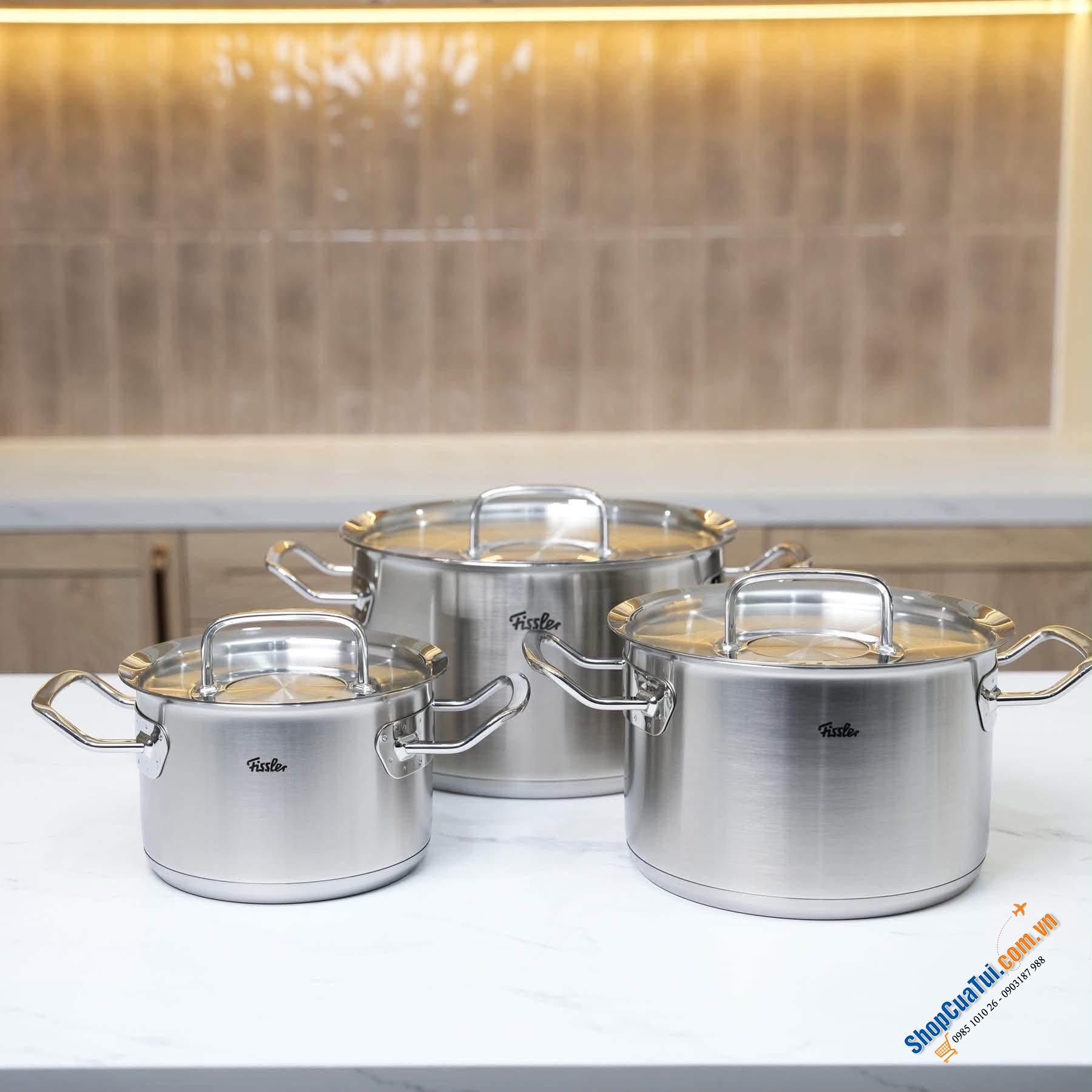 Bộ nồi Fissler Profi set 3 món vung thép made in Germany.
