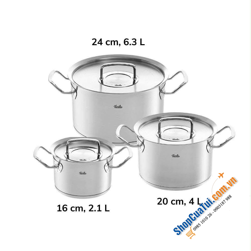 Bộ nồi Fissler Profi set 3 món vung thép made in Germany.