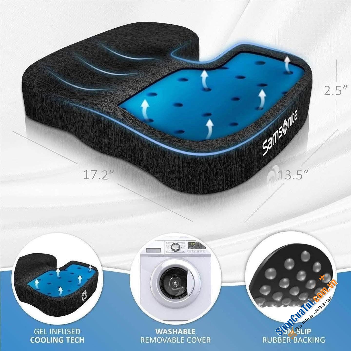 Đệm ghế Samsonite Cooling Technology.