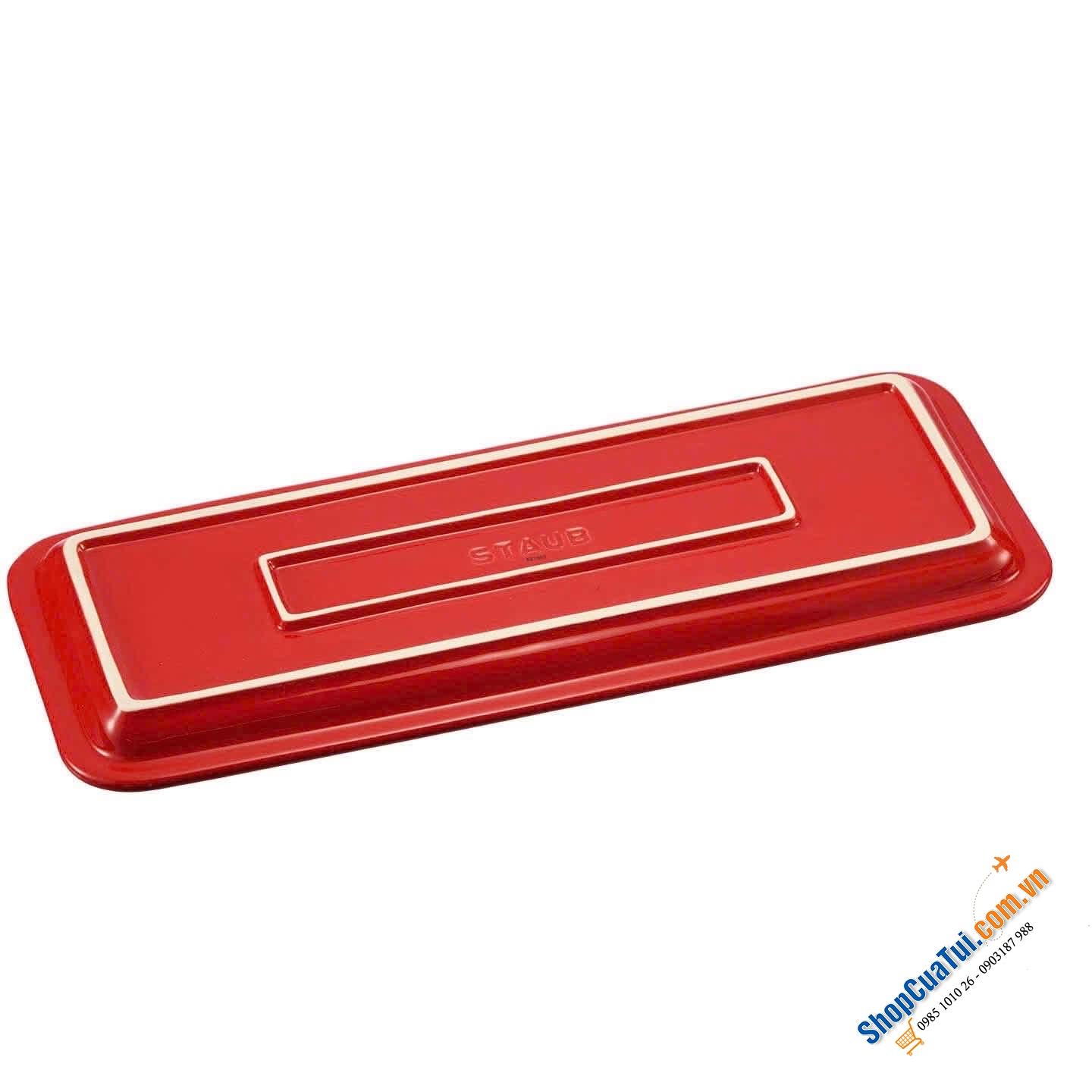 Khay chữ nhật Staub đỏ bày sushi, bánh ngọt, trái cây, finger food....