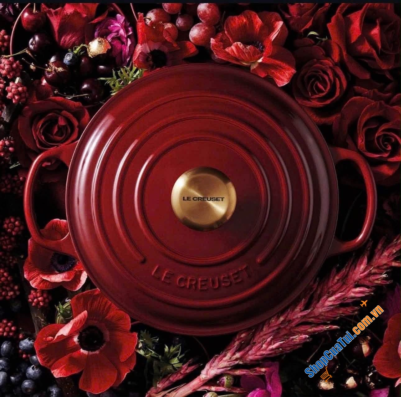 Marmite Rhone 24cm lòng đen núm vàng - Bí Ngô Rhone 28cm.